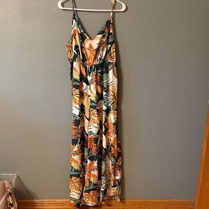 SHEIN Tropical Print Wide Leg Jumpsuit